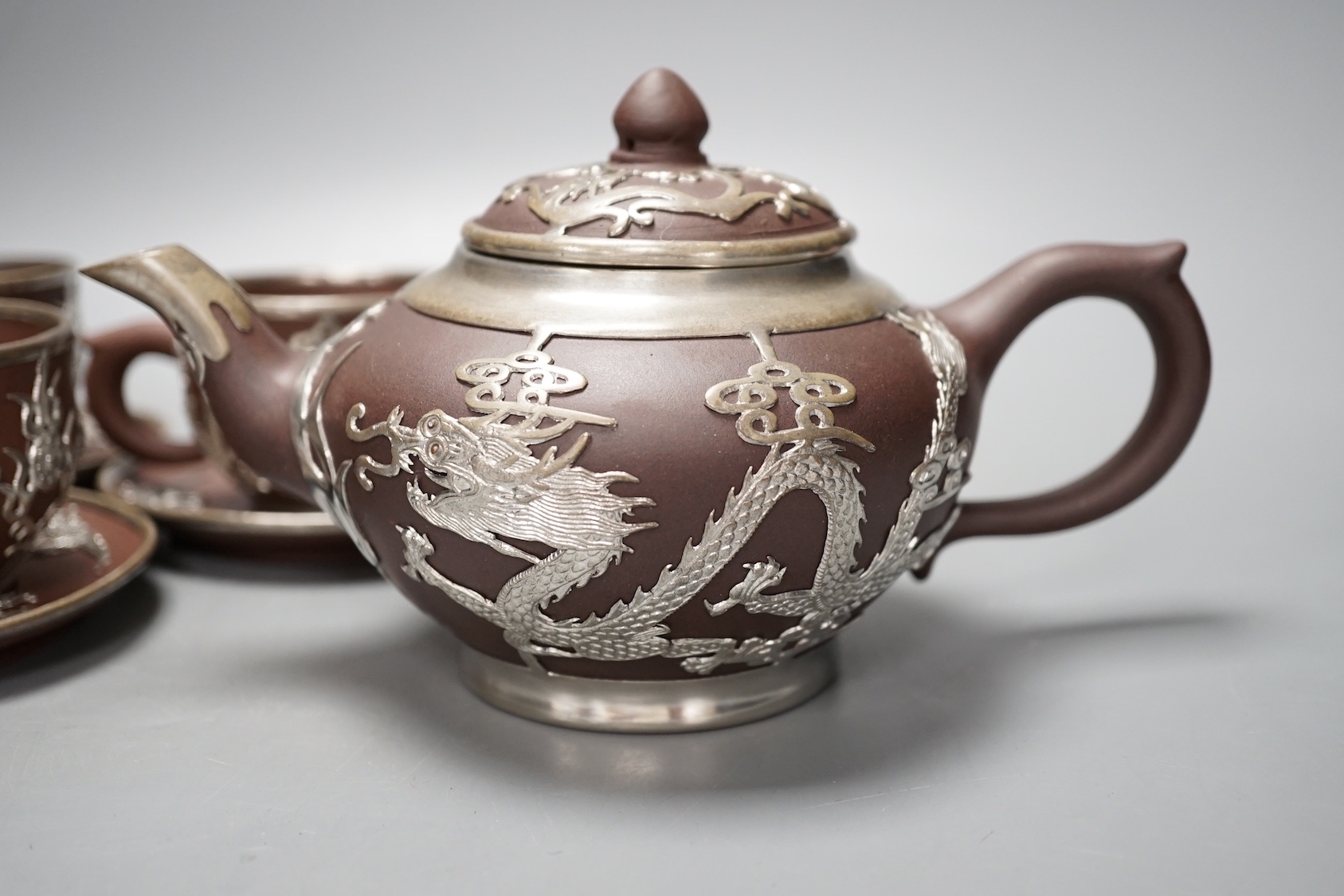 A Chinese mounted Yixing tea set